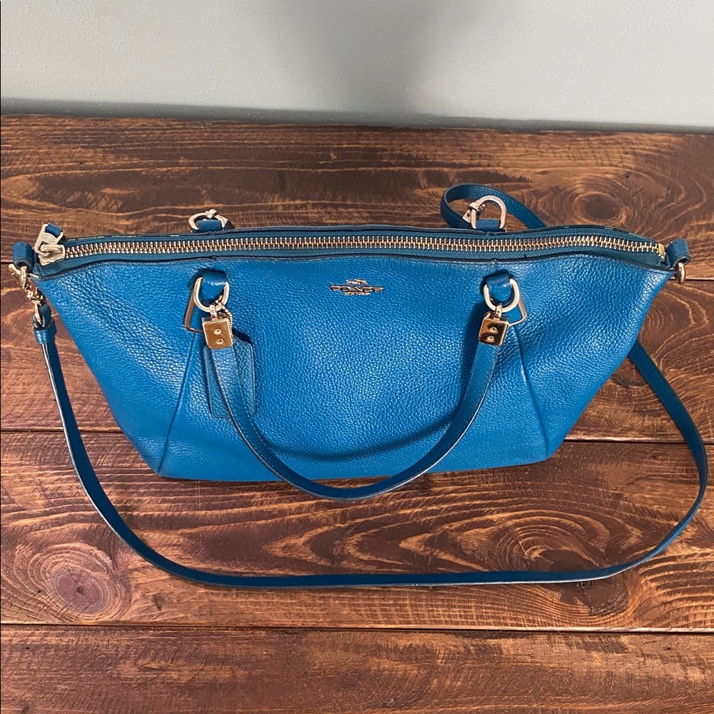 Coach Blue Leather Satchel Bag - Picture 5 of 16